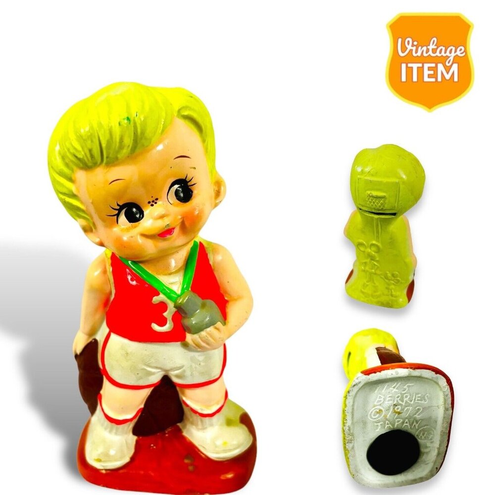 Vintage Boy Basketball Player Ceramic Bank. Made in Japan 1972. RARE!